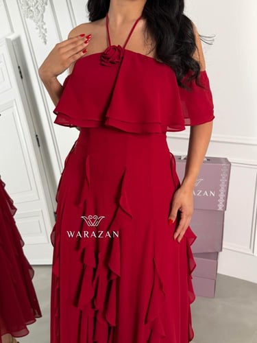 فستان ناعم بقصه توب وكشكش من تحت