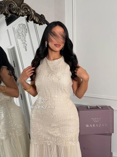 فستان انيق بقصة شبك و كسرات