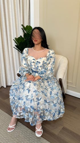 فستان مشجر ميدي مع لمعة للعيد