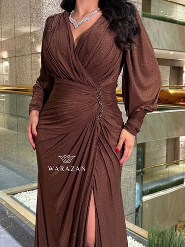 فستان سهره بكرستال من الخصر