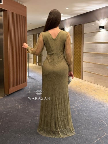 فستان سهره دانتيل مخصر من الخصر