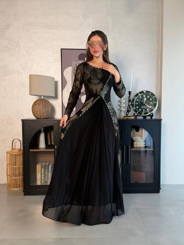 فستان انيق بكرستال و كسرات