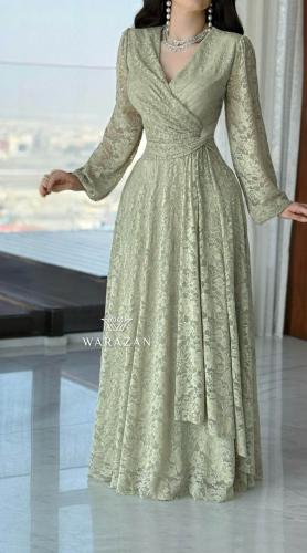 فستان ناعم دانتيل مخصر من الخصر