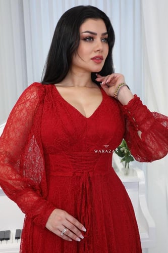 فستان سهره باكمام واسعه