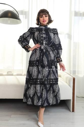 فستان مشجر باكمام طويله