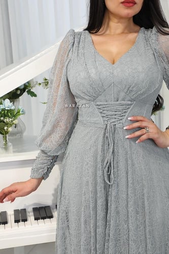 فستان سهره باكمام واسعه