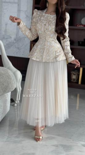 طقم انيق كلاسيك بتنوره تل