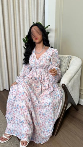 فستان طويل مشجر للعيد برنت