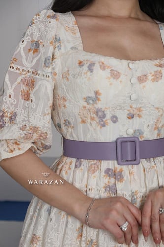 فستان ميد مورد مع حزام موف