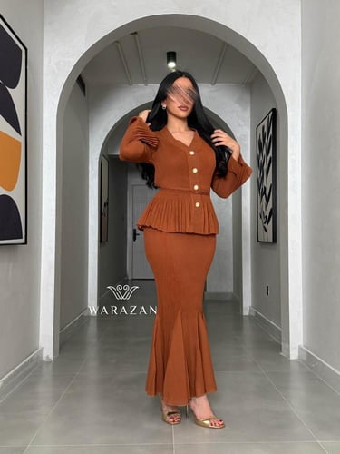 فستان ماسك بحزام من الخصر