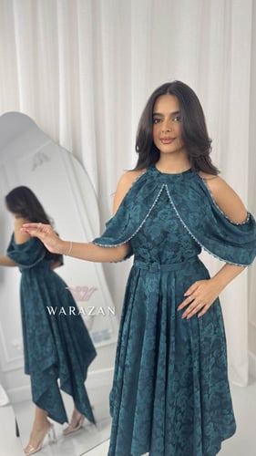 فستان ناعم بكسرات كامل