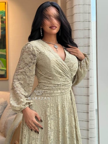 فستان ناعم دانتيل مخصر من الخصر