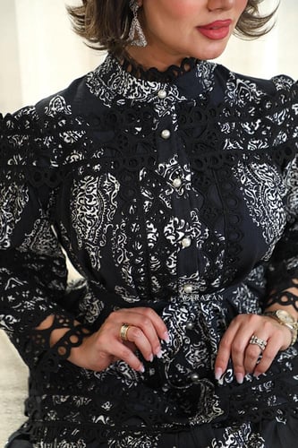 فستان مشجر باكمام طويله