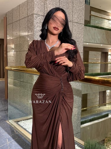 فستان سهره بكرستال من الخصر