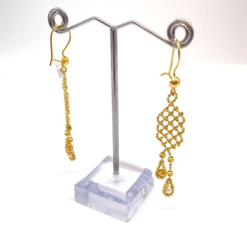 حلق ذهب عيار 21 (شنكار ) مع لولو زراعي الوزن 5.93...