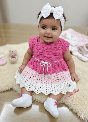 فستان درجات وردي للمواليد