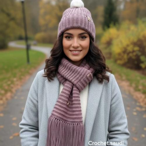 شال وقبعة نسائي