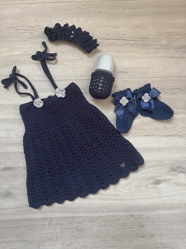 فستان مواليد كحلي