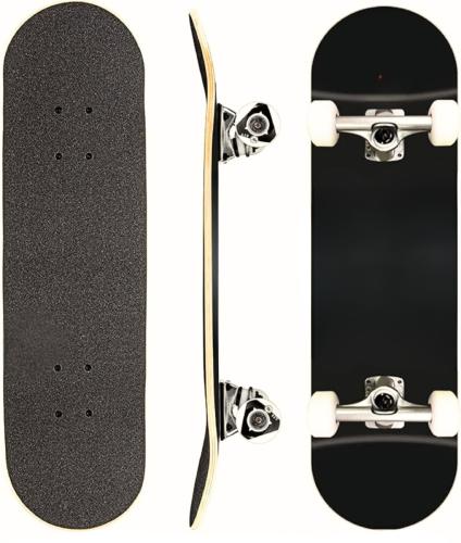 لوح تزلج (سكيتبورد) احترافي لون أسود - خشب قيقب 7...