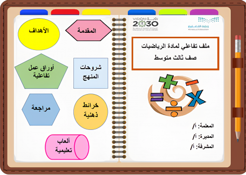 ملف تفاعلي لمادة الرياضيات ثالث متوسط