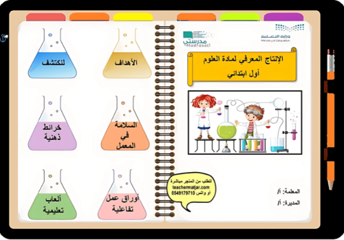 ملف تفاعلي لمادة العلوم اول ابتدائي