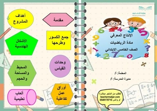 الانتاج المعرفي لمادة الرياضيات خامس ابتدائي