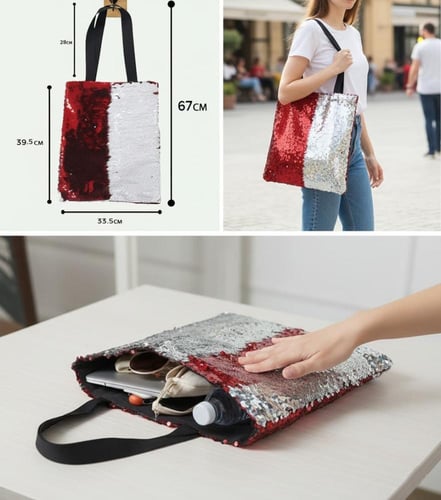 حقيبة توت باق ترتر سادة وجهين 33.50x39.50 سم