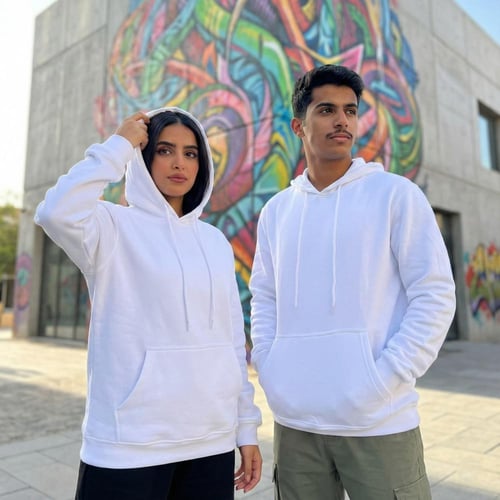 بلوفر قطن فاخر ابيض بيسك BASIC سادة