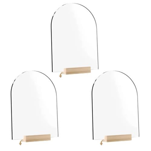 اكريلك شفاف مع قاعدة خشب عدد 3 حبات مقاس 25 * 18 س...