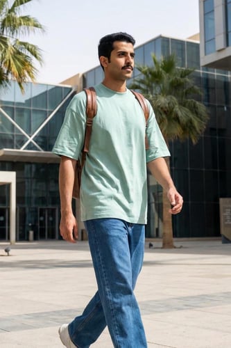 تيشيرت قطن سماوي أوفر سايز فاخر سادة