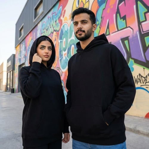 بلوفر اسود قطن فاخر اوفر سايز سادة