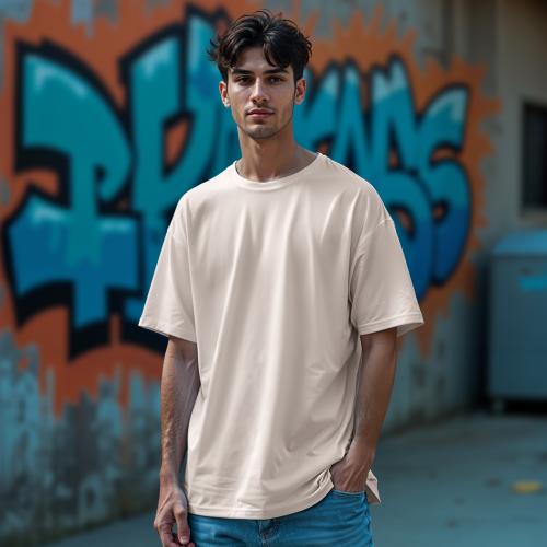 تيشيرت قطن بيج فاتح اوفر سايز فاخر سادة