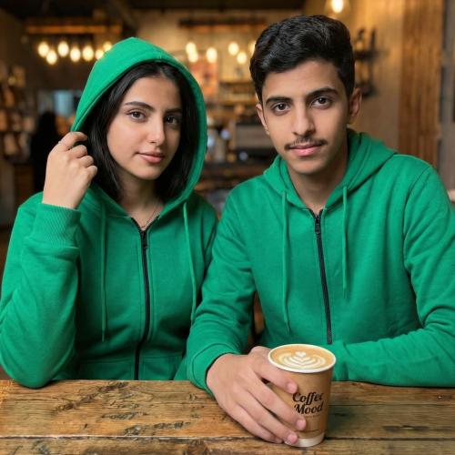 بلوفر قطن فاخر اخضر بيسك سحاب سادة