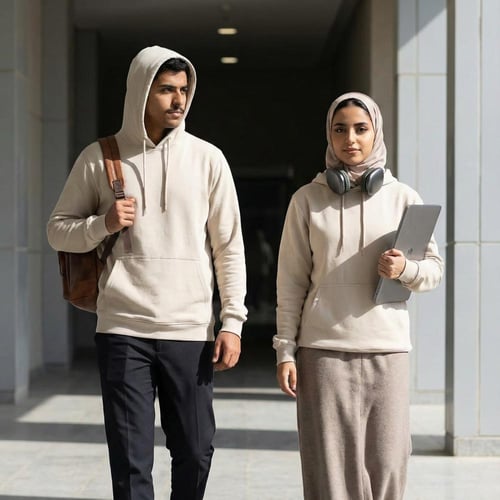 بلوفر قطن رجالي كريمي سادة