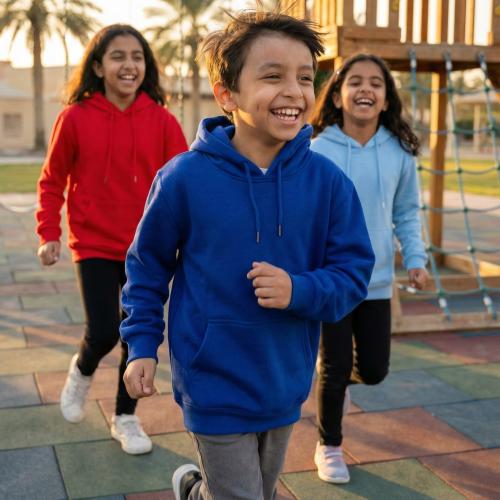 بلوفر ازرق قطن فاخر اطفال سادة