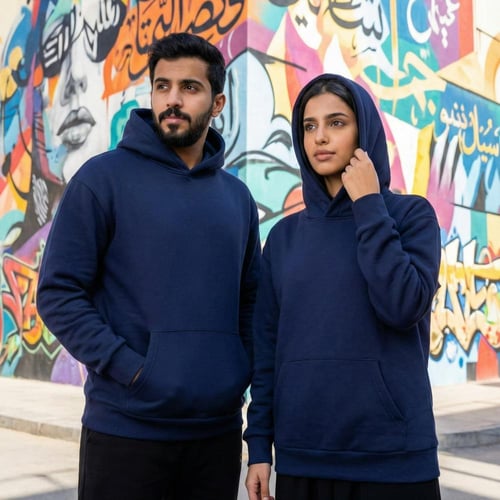 بلوفر كحلي قطن فاخر اوفر سايز سادة