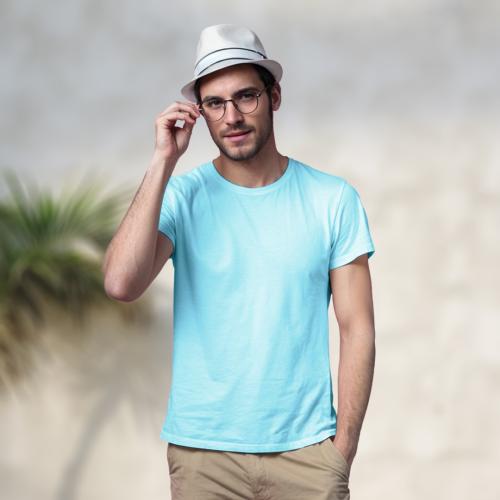 تيشيرت قطن سماوي بيسك فاخر سادة 1835