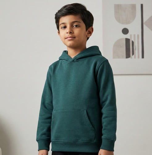 بلوفر قطن اطفال بترولي سادة