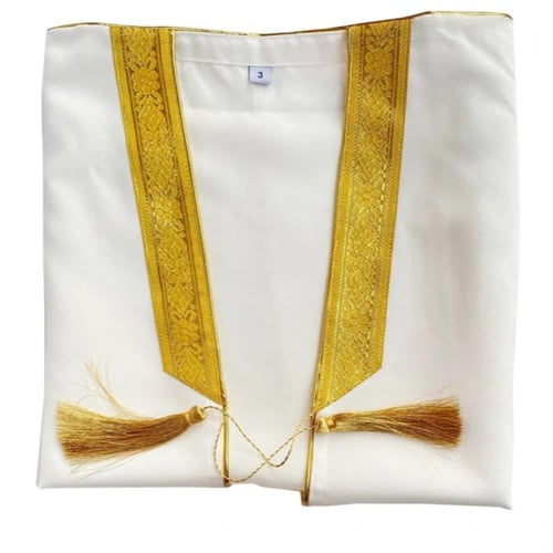 أجمل بشت ولادي سادة أبيض فاخر للطباعة والتطريز - ج...