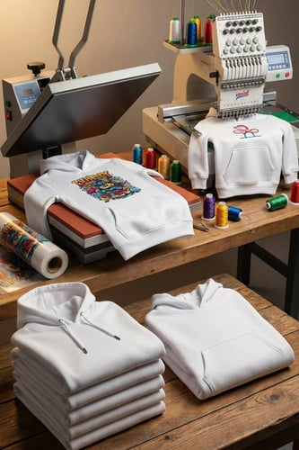 بلوفر أطفال قطن سادة للطباعة جملة - أبيض ناصع قطن...