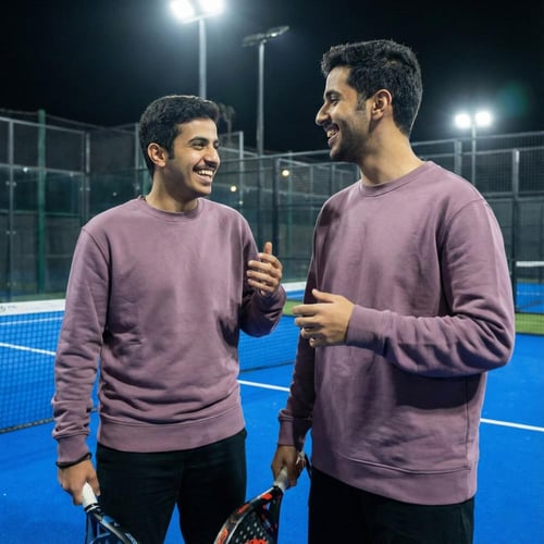 سويت شيرت قطن فاخر لحمي بدون قبوع سادة