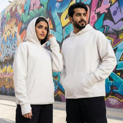 بلوفر اوفر سايز قطن ابيض ملمس ناعم سادة