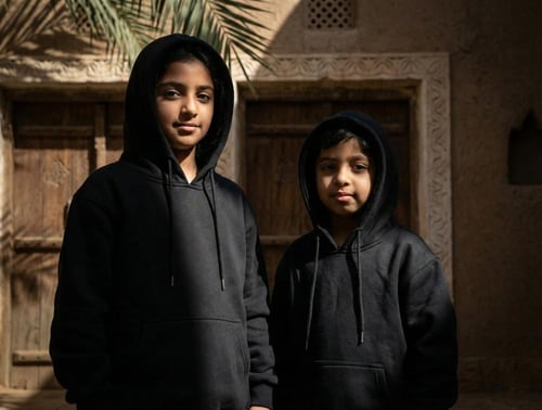 بلوفر قطن اسود فاخر اطفال سادة