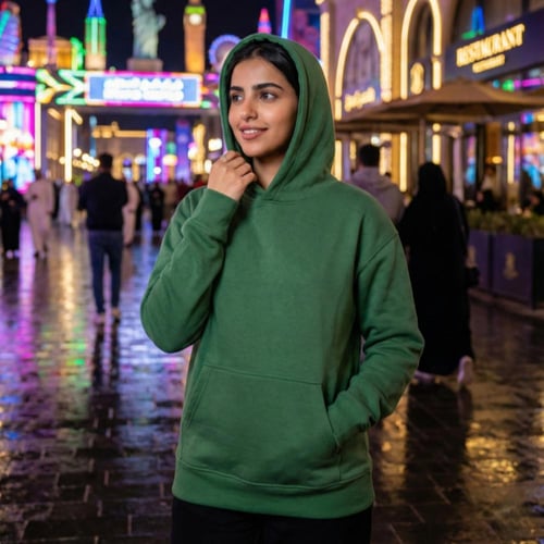 هودي اوفر سايز زيتي (أخضر) شتوي سادة