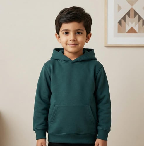 بلوفر قطن اطفال بترولي سادة