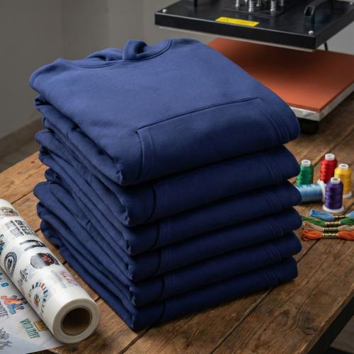 بلوفر أوفر سايز سادة للطباعة جملة - لون كحلي قطن (...