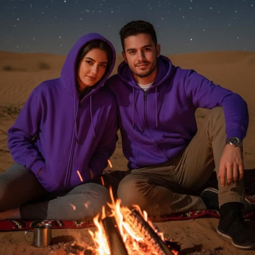 بلوفر قطن فاخر بنفسجي بيسك سحاب سادة