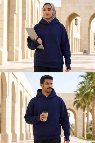 بلوفر كحلي قطن فاخر اوفر سايز سادة