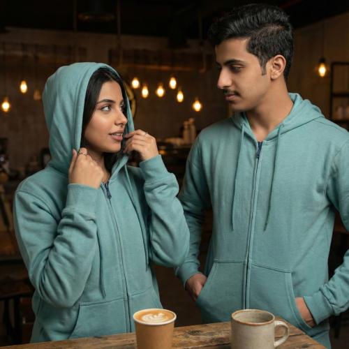 بلوفر قطن فاخر تيفاني غامق بيسك سحاب سادة