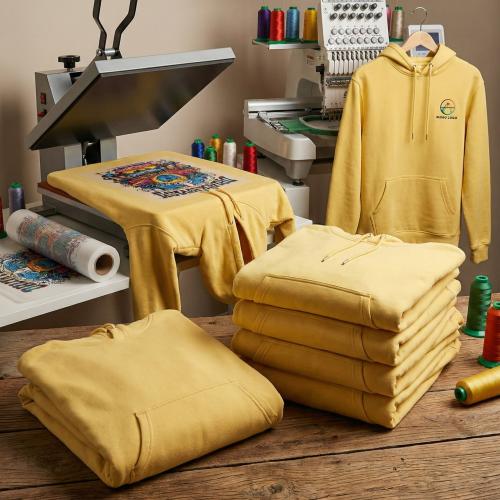 بلوفر شتوي سادة للطباعة جملة - لون ليموني (قماش بر...